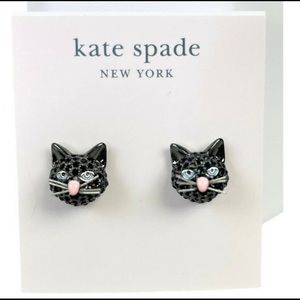 Kate Spade cat earrings with hematite backings